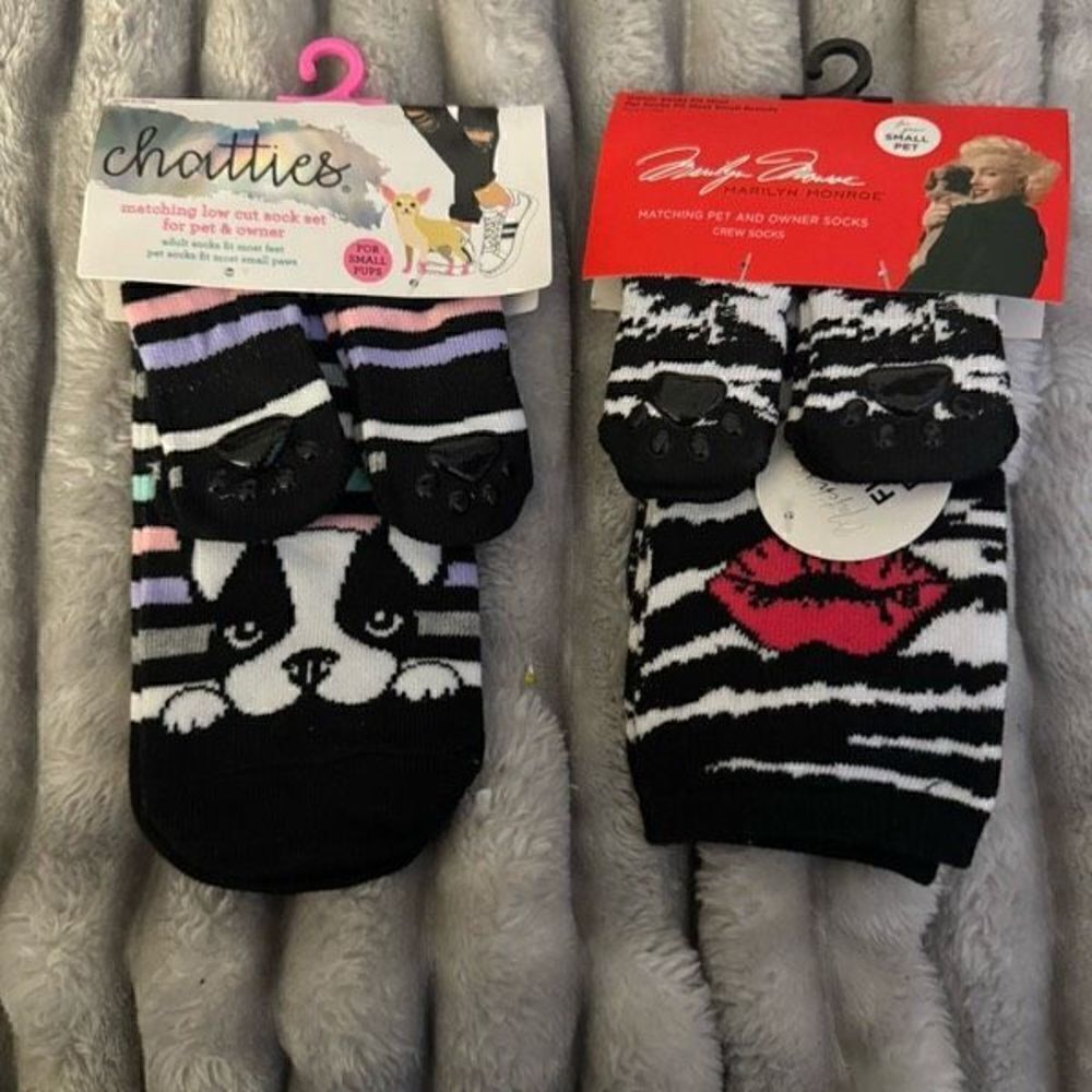 2x chatties small pup/dog socks & matching owner , mom dad socks!